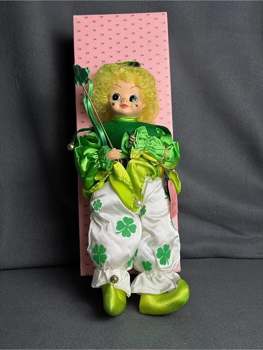 Vintage Brinn’s 1987 March Calendar Clown Doll St Patrick’s Day Irish Shamrock